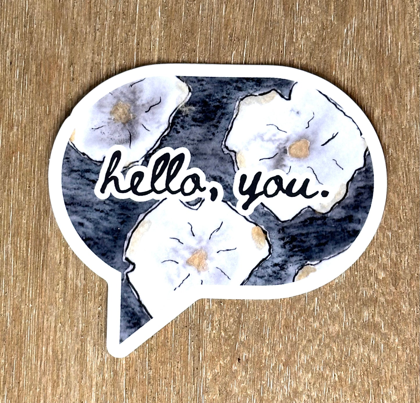 Sticker - "hello, you." in black