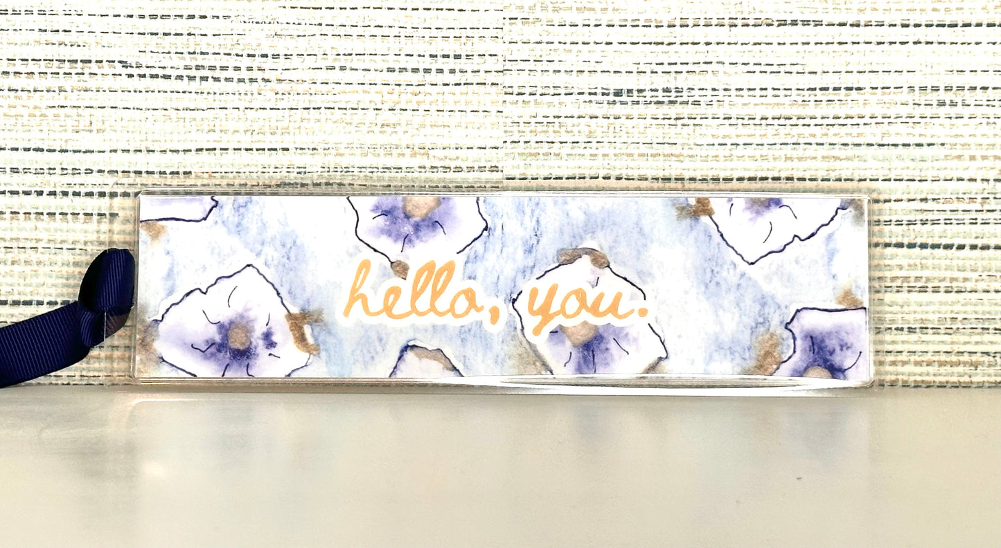 Luxury Laminated Bookmark – Hello, You | Ribbon, 2x8"