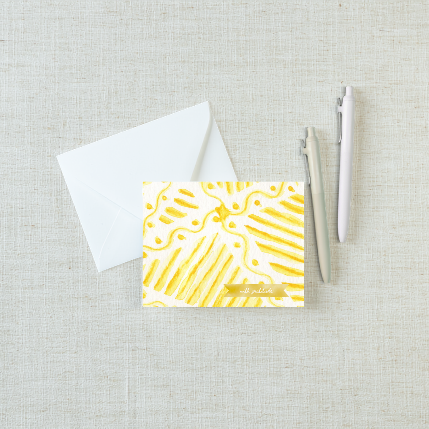 Premium Thank You Notecard Set – Electric Feel Yellow | 6 Cards + Envelopes