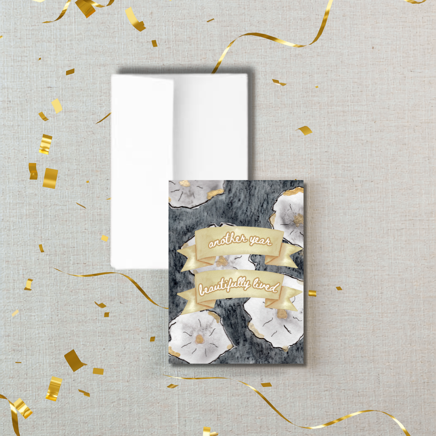 Milestone Birthday Card – Another Year Beautifully Lived | Black Rose Pattern