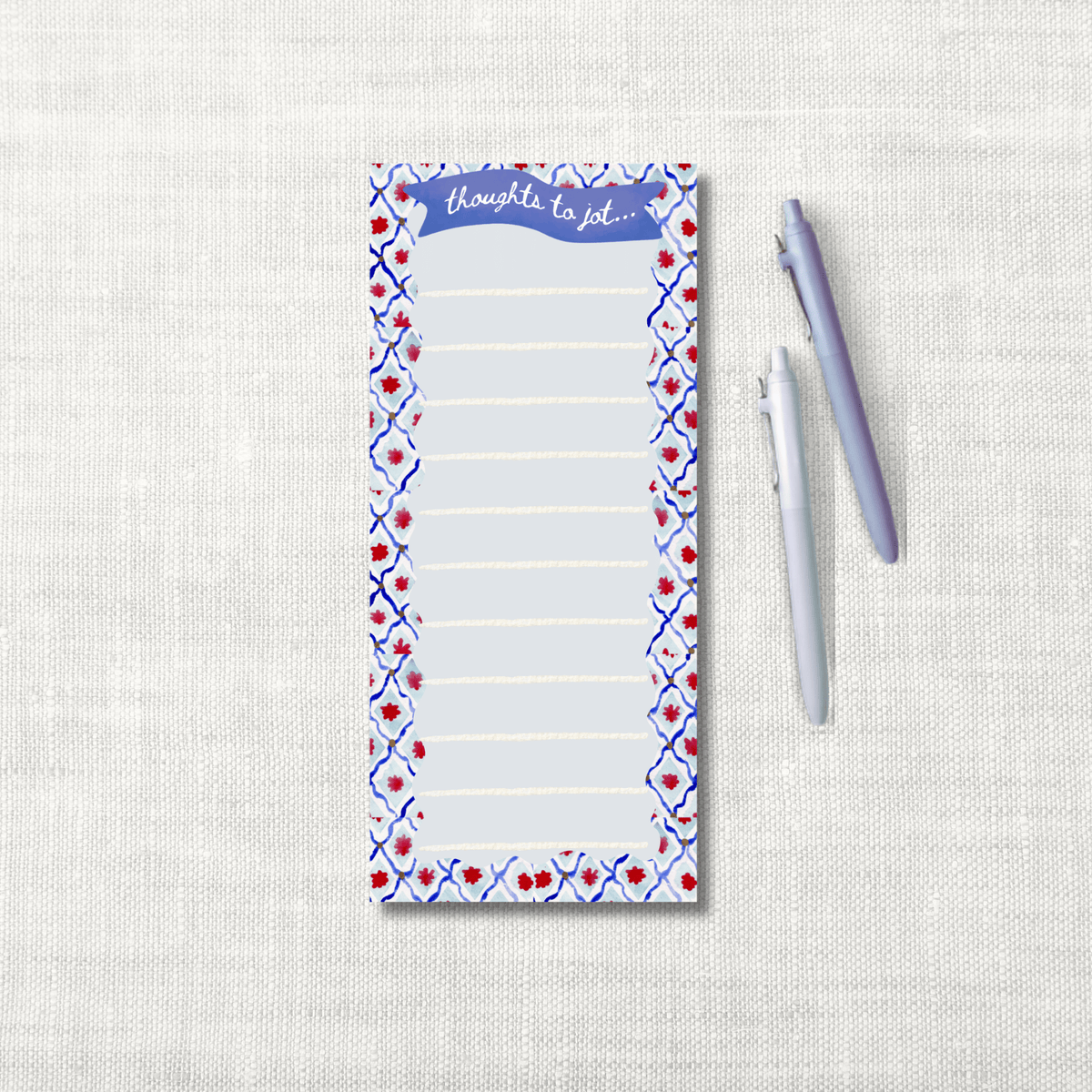 Luxury Notepad – Thoughts to Jot, Heroes Pattern | 50 Sheets, 3.6x8.5"