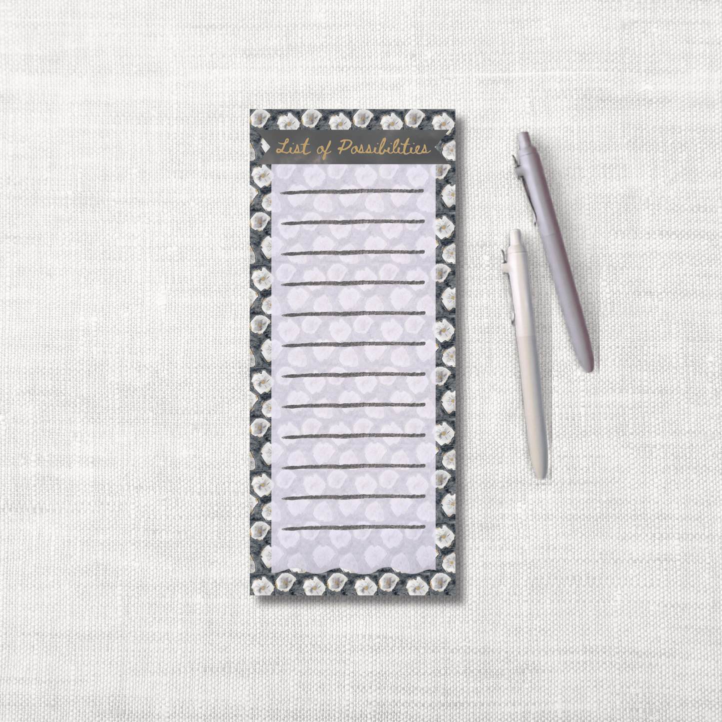 Luxury Notepad – List of Possibilities, The Rose Black | 50 Sheets, 3.6x8.5"