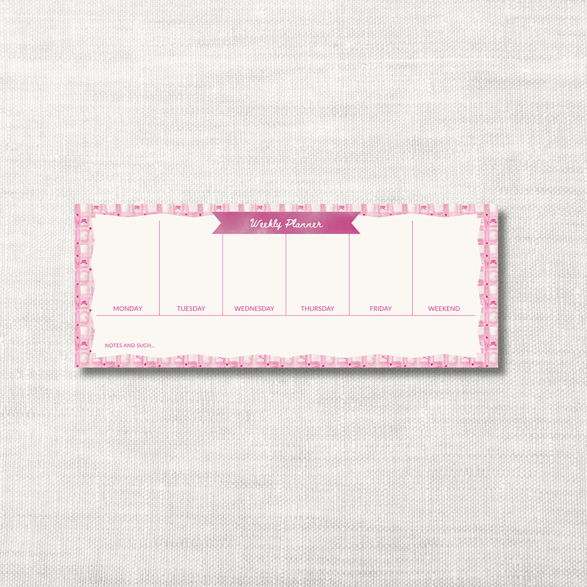 Luxury Weekly Planner Pad – Pretty in Pink | 50 Sheets, 4.25x11"