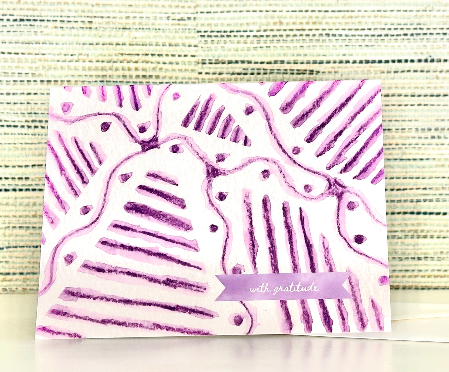 Notecard Set - "with gratitude" in Electric Feel pattern (purple)