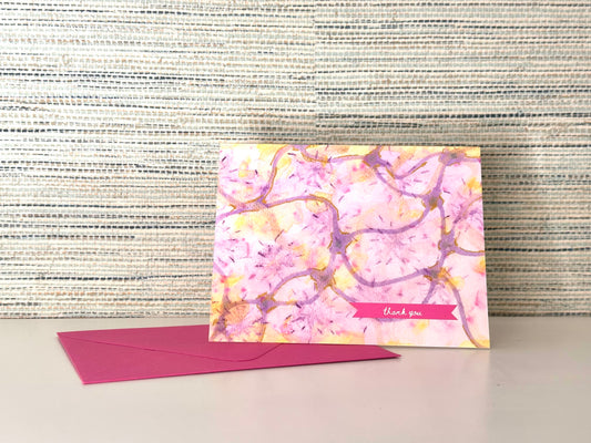 "thank you" notecard set in Dancing Queen pattern