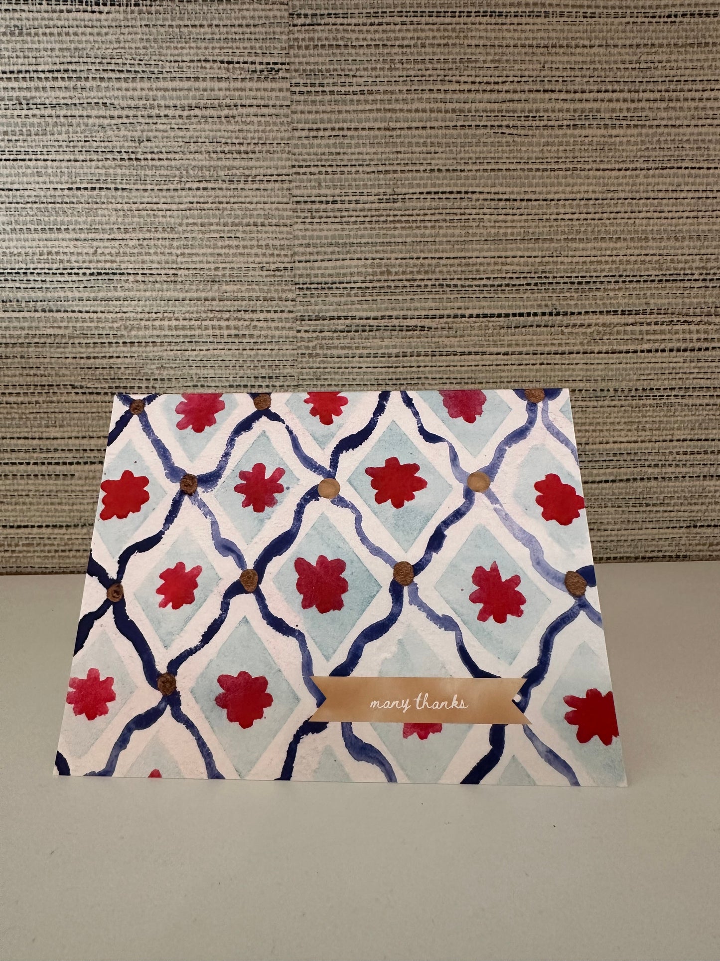 "with gratitude" notecard set in Heroes pattern