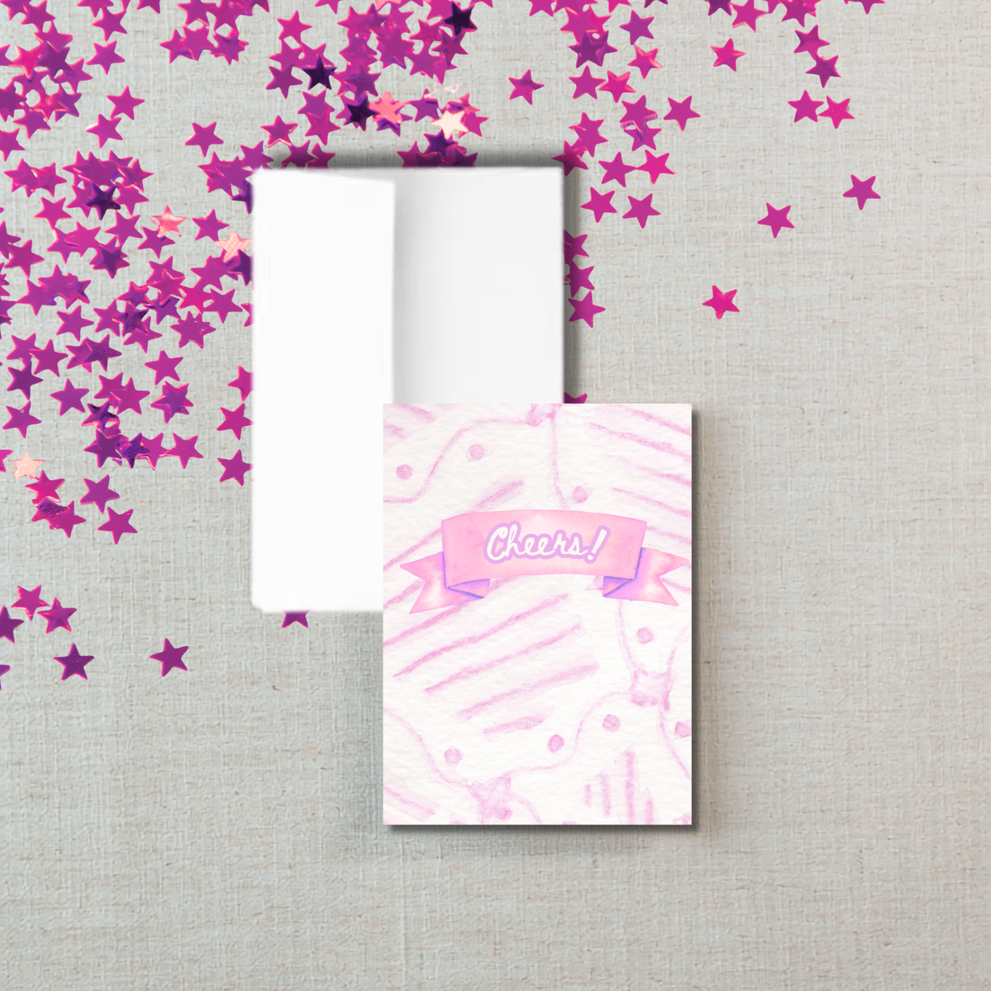 Luxury Congratulations Card – Cheers! | Electric Feel Pink Pattern