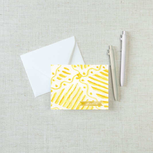 Premium Thank You Notecard Set – Electric Feel Yellow | 6 Cards + Envelopes