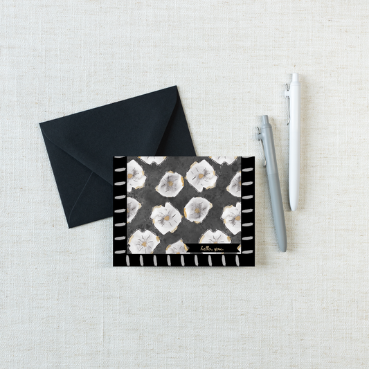 Premium Notecard Set – The Rose Black | 6 Floral Notecards + Envelopes