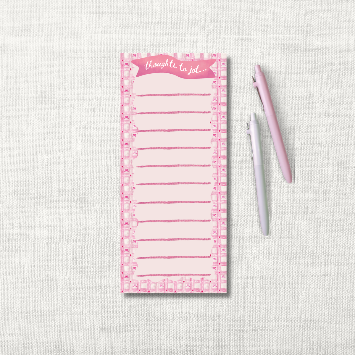 Luxury Notepad – Thoughts to Jot, Pretty in Pink Pattern | 50 Sheets, 3.6x8.5"