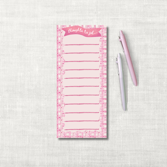 Luxury Notepad – Thoughts to Jot, Pretty in Pink Pattern | 50 Sheets, 3.6x8.5"