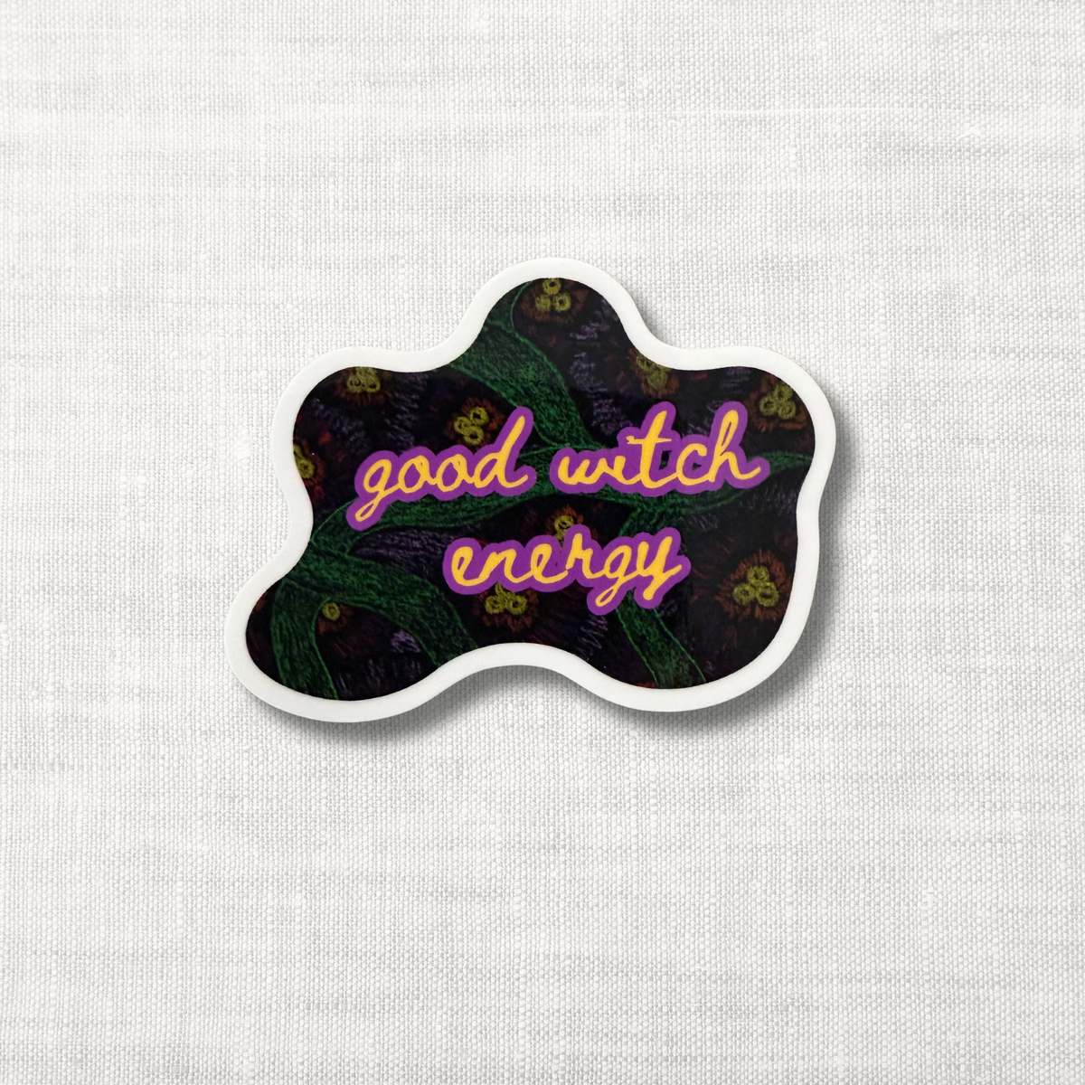 Luxury Vinyl Sticker – good witch energy | Everlong Pattern, ~3"