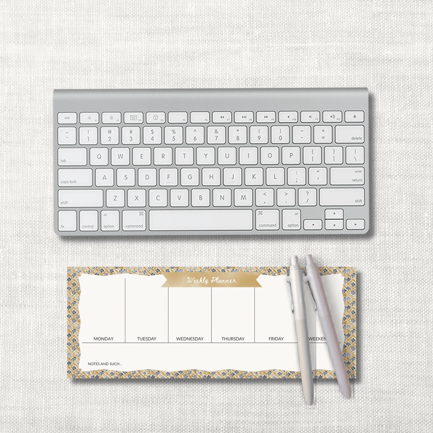 Luxury Weekly Planner Pad – Golden Hour | 50 Sheets, 4.25x11"