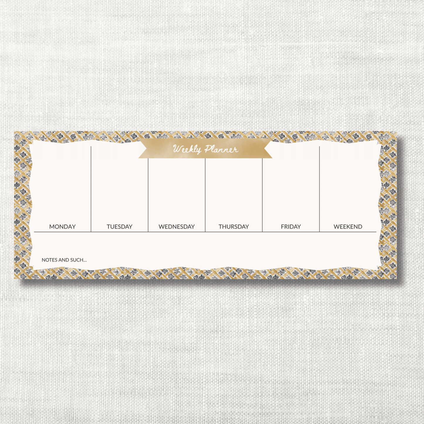Luxury Weekly Planner Pad – Golden Hour | 50 Sheets, 4.25x11"