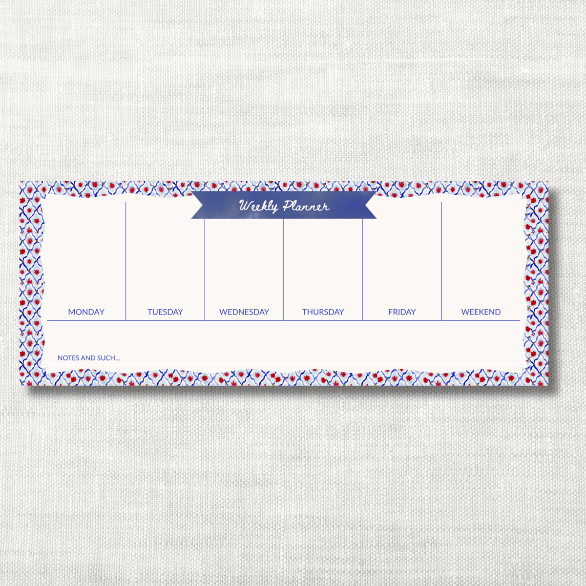 Luxury Weekly Planner Pad – Heroes Pattern | 50 Sheets, 4.25x11"