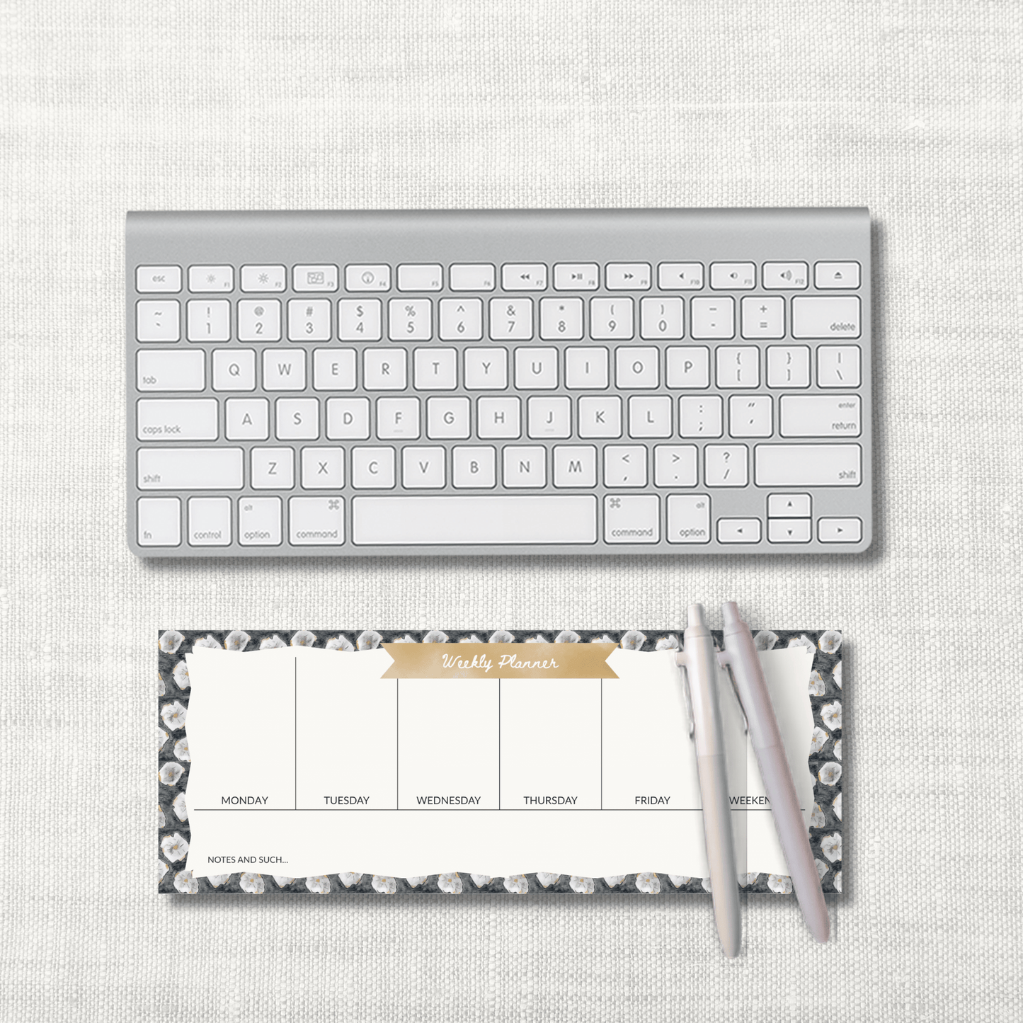 Luxury Weekly Planner Pad – The Rose Black | 50 Sheets, 4.25x11"