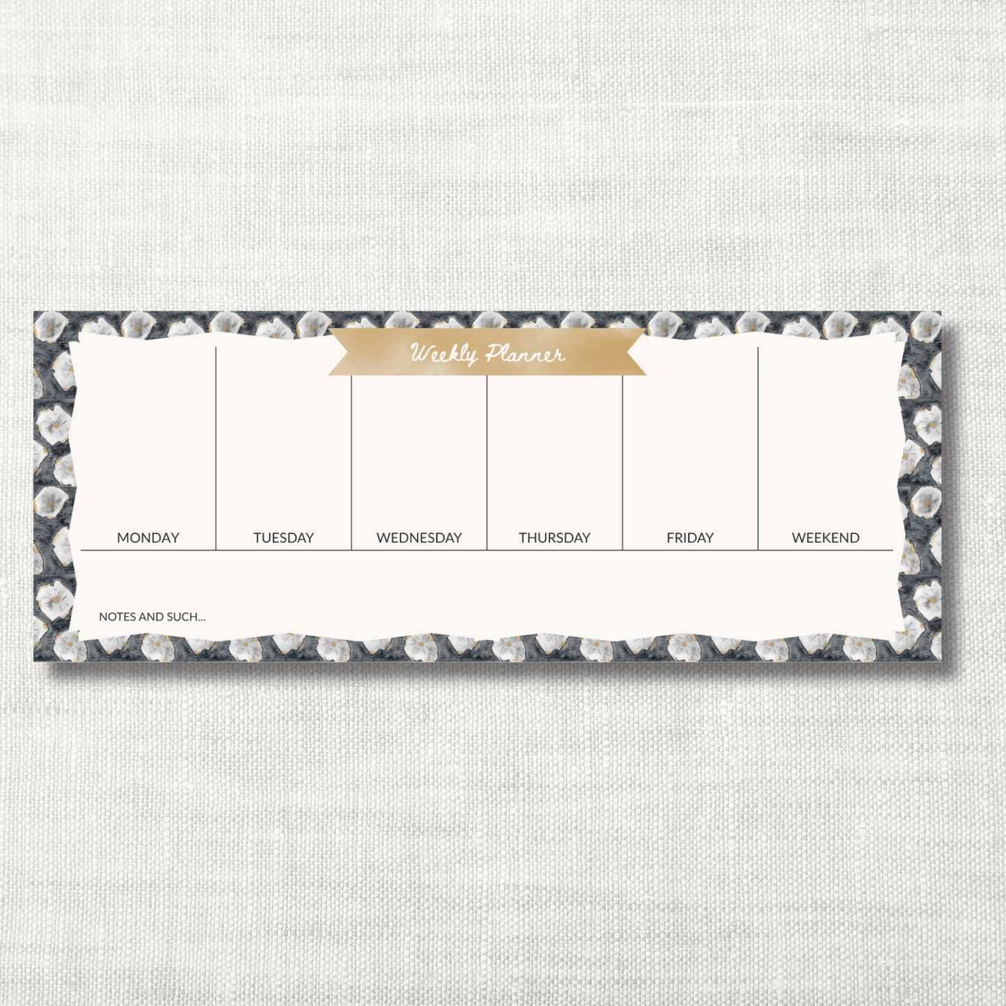 Luxury Weekly Planner Pad – The Rose Black | 50 Sheets, 4.25x11"