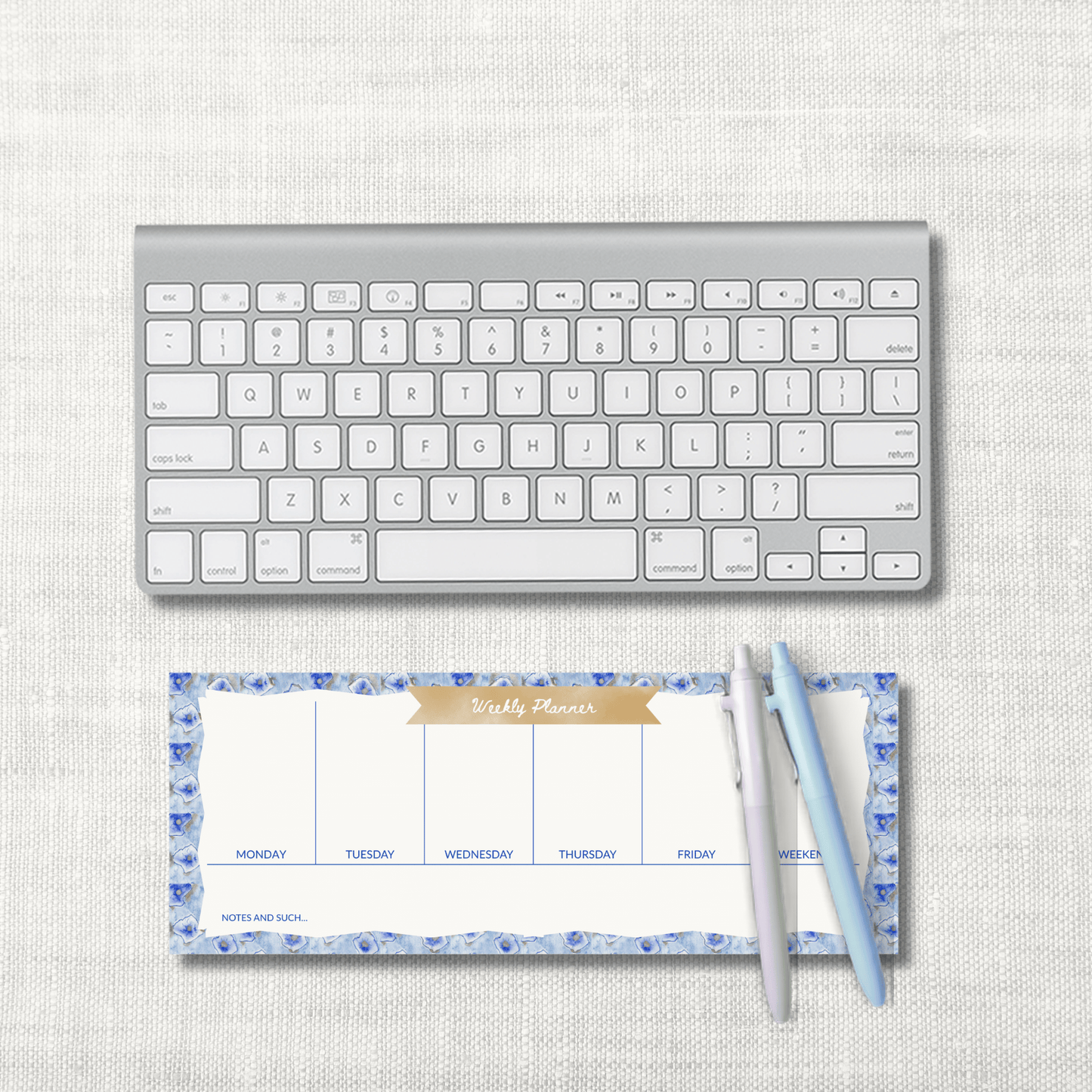Luxury Weekly Planner Pad – The Rose Blue | 50 Sheets, 4.25x11"