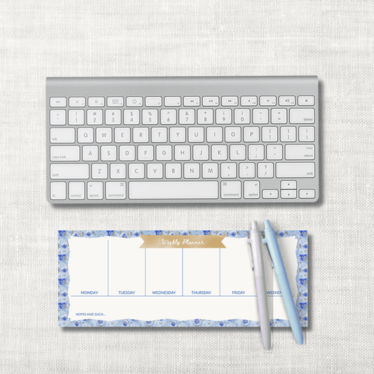 Luxury Weekly Planner Pad – The Rose Blue | 50 Sheets, 4.25x11"